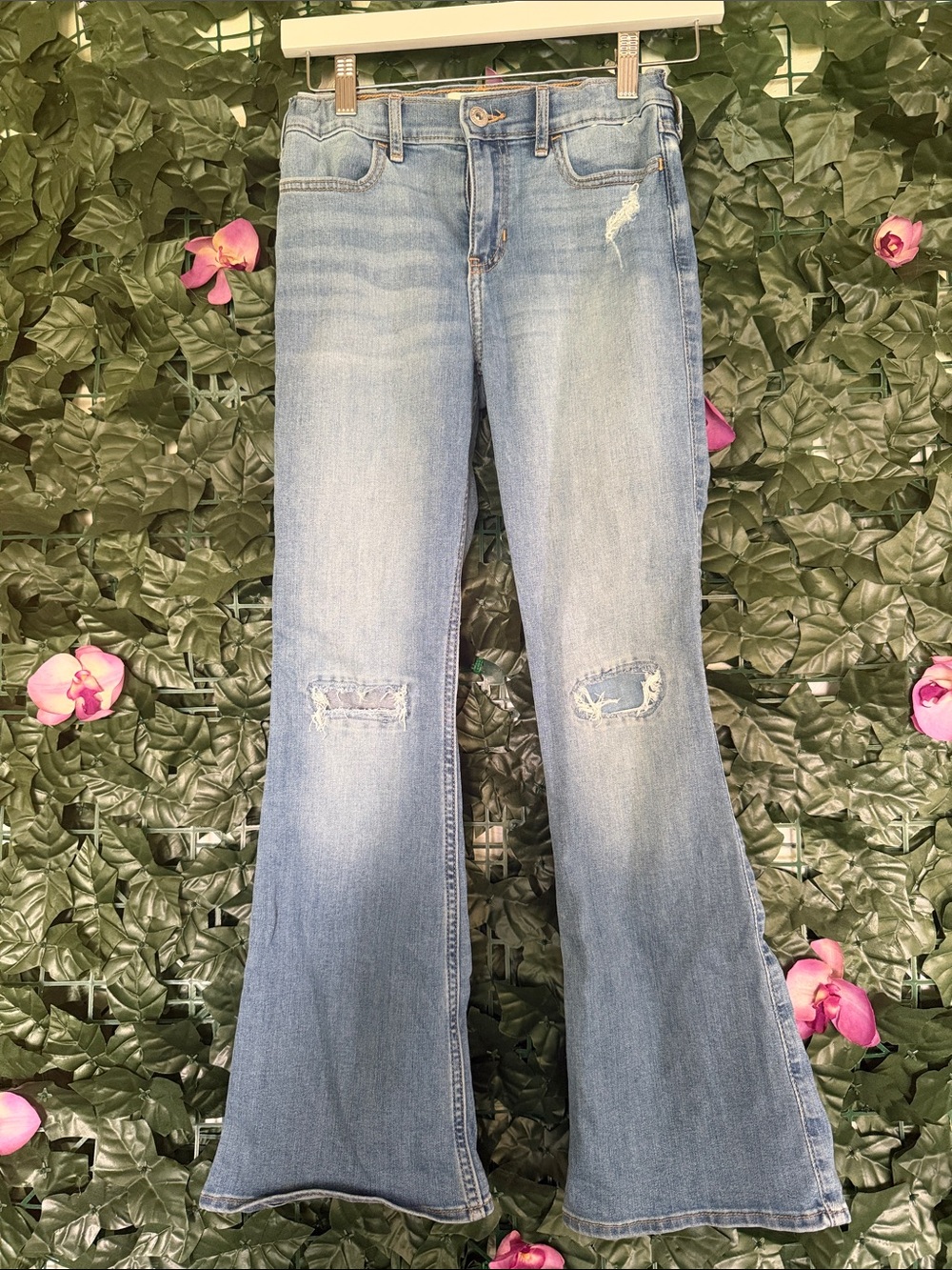 Abercrombie Kids Light Blue Distressed Flare Jeans Size 11/12